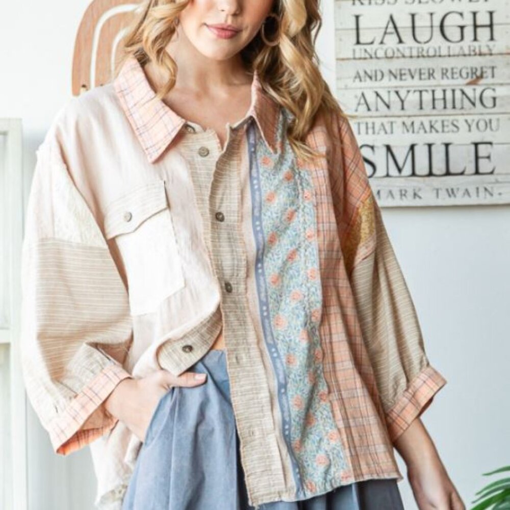 Oli & Hali- Patchwork Button Up Shirt